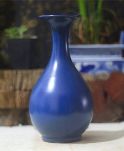 大清雍正蓝釉玉壶春瓶古玩瓷器古董官窑花瓶收藏老旧货仿古老瓷瓶