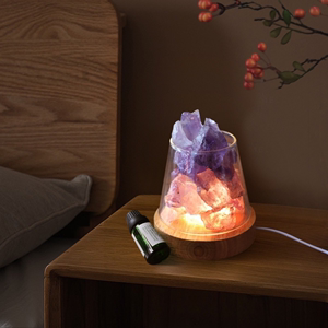 小火山杯天然晶石灯彩色水晶扩香石香薰玻璃容器精油香氛助眠夜灯