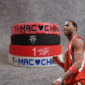 篮球球星火箭队1号麦迪Tracy McGrady夜光签名运动手环硅胶腕带球