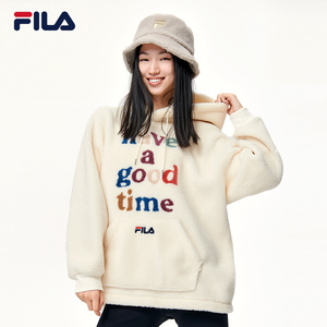 FILA x have a good time斐乐仿羊羔绒卫衣冬保暖男女连帽衫