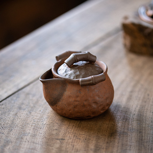 粗陶手工竹节手抓壶 中式陶瓷复古泡茶器家用功夫茶具茶壶