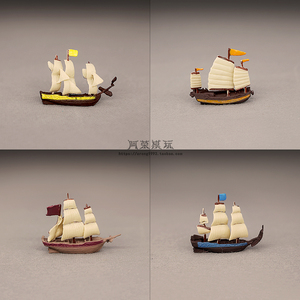 DIY滴胶素材微缩仿真远洋帆船 迷你小号复古帆船海贼船模型摆件