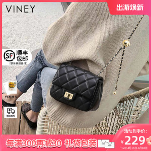 Viney包包2024新款潮真皮女包斜挎包时尚2023春夏链条包小高级感