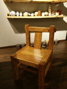 厂家推荐榆森阁环保家用老榆木靠背椅实木小椅子茶道椅新古典家具