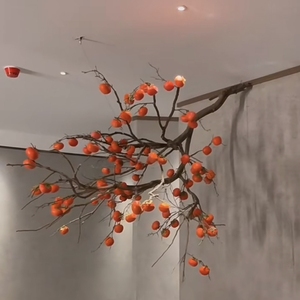 仿真柿子树悬挂壁挂假柿子假石榴树景观造型树餐厅天花板吊顶假树