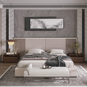 木林世家现代简约新中式1.8米双人床轻奢卧室实木大床家具定制