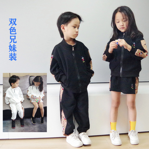 2021 韩国童装 男童女童洋气裙套装卡通兄妹套装 姐弟装 秋冬新款