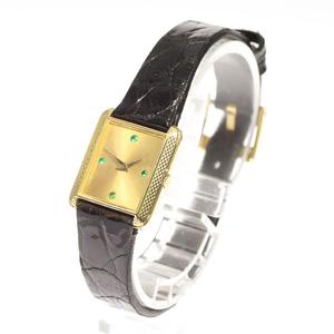 Piaget伯爵18K金绿宝石镶嵌皮带方形手动机械古董女手表中古表