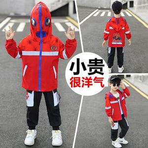 男童春秋季蜘蛛侠工装套装男孩儿童装洋气帅气6时髦7潮8衣服9岁10