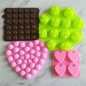玫瑰花草莓造型硅胶diy巧克力模具耐高温爱心慕斯蛋糕烘培模型