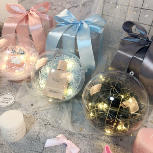 空盒定制音透明圣诞节水晶球礼物盒粉色女生日礼盒口红香水包装盒