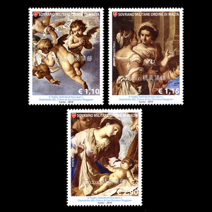 马耳他骑士团2019 洛可可画家帕格利亚绘画3全 外国邮票