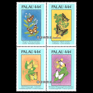 帕劳1988 蝴蝶 昆虫动物4全 外国邮票