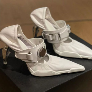 小众欧美风高级感异型高跟鞋2023新款时尚尖头法式穆勒鞋透明跟鞋