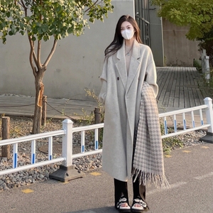 反季双面羊绒大衣女2023新款冬季韩系气质赫本风中长款羊毛呢外套