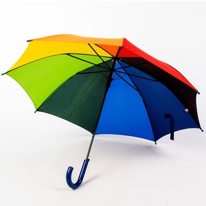 Qiutong男女通用儿童彩虹伞长柄雨伞自动晴雨两用童伞可爱太阳伞
