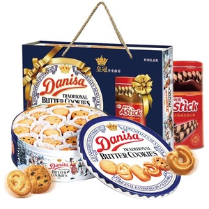 Danisa皇冠丹麦蓝罐曲奇饼干908g750克黄油饼干端午节日送礼物盒