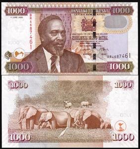 肯尼亚 2010年 1000先令 大象群 最高值 AUNC 详见描述 随机发货