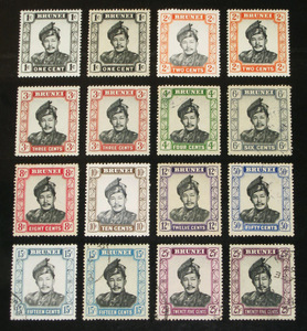 亚洲020◆文莱1952-1973年苏丹赛福丁普通邮票新信销混16枚