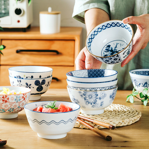 老瓷匠日式5英寸米饭碗 家用创意饭碗陶瓷小碗单个釉下彩餐具套装