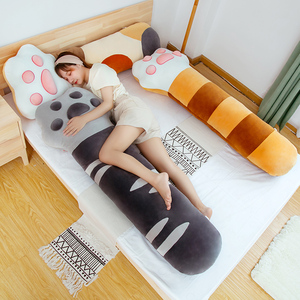 猫爪毛绒玩具玩偶公仔抱枕长条枕睡觉夹腿枕头可拆洗孕妇侧床上男