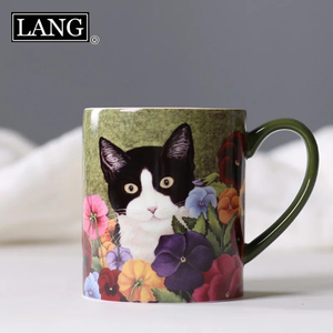 出口美国 LANG猫杯动物陶瓷杯马克杯早餐杯咖啡杯奶牛猫杯