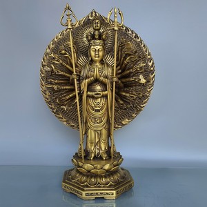 纯铜千手观音菩萨摆件十八臂准提母佛像铜像密宗佛像摆件