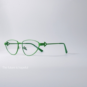 小众三角形绿色眼镜框架平光镜UV400配近视个性猫眼墨镜太阳眼镜
