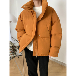 橙色棉服高级感外套女装2021年新款冬装小众设计感面包服羽绒棉衣