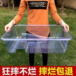 塑料乌龟缸带晒台豪华别墅 养乌龟缸巴西草龟的缸 带盖子大号龟盆