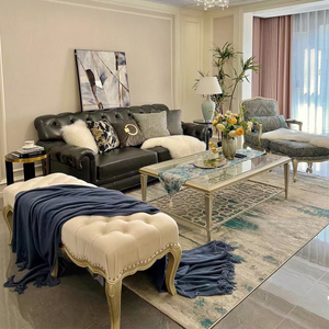 美式轻奢沙发现代简约法式客厅头层牛皮别墅样板间大小户型设计师