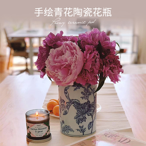 青花瓷花瓶新中式风格国风蓝色印花白底青花瓷经典陶瓷花瓶可水培