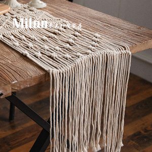 法式复古棉麻编绳桌旗隔热桌垫桌布茶台布长方形摄影布艺
