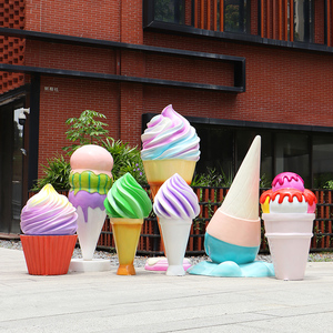 学校仿真甜甜圈冰淇淋汉堡包玻璃钢雕塑商业街奶茶甜品店装饰摆件