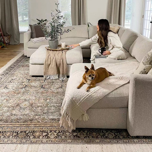 山川嘉境 复古美式家用大号地毯走廊毯床边毯做旧耐脏可水洗地垫