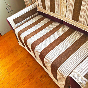 可订做沙发垫地中海沙发套沙发巾咖色红色黑色条纹沙发罩四季通用