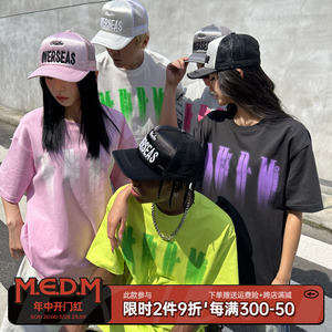 MEDM幻影logo短袖T恤男女同款夏季潮牌美式街头嘻哈五分袖体恤衫