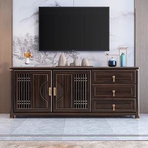 新中式乌金木全实木电视柜小户型客厅家具地柜高柜电视机组合墙柜