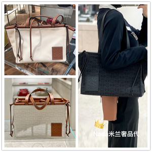 LOEWE/罗意威 新款Cushion托特包tote购物袋帆布拼接手提单肩女包