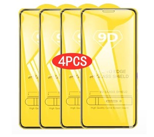 4PCS 9D Screen Protector Tempered Glass IPhone 14 13 12适用8苹果14 promax钢化膜全屏15plus 15pro
