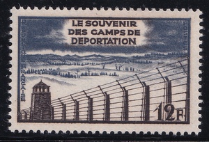 14法国 1955 二战胜利十周年 集中营 1全新 雕刻版邮票