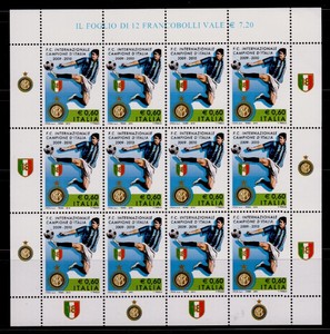 1意大利 2010 意甲联赛冠军邮票 国际米兰足球俱乐部 小版张 全新