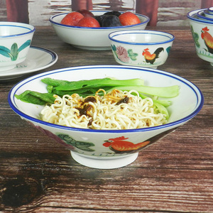 公鸡碗家用怀旧仿古老式新款鸡公碗创意陶瓷单个汤碗面碗中式餐具