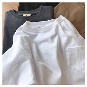 日本订单~beams boy 春夏新品简约百搭纯色口袋气流纺宽松显瘦T恤