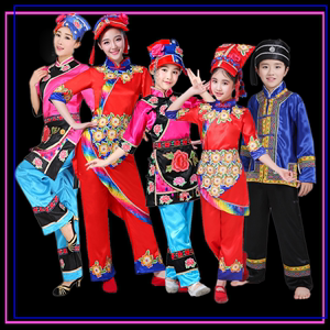 成人羌族彝族男女表演服2020少数民族舞蹈服装刺绣土家族演出服