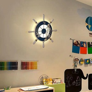 船舵壁灯地中海创意卡通灯饰可爱儿童房灯玄关通道卧室客厅阳台灯