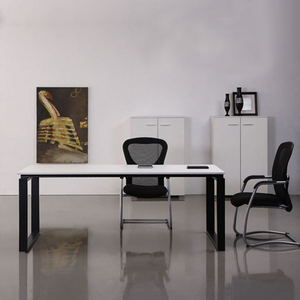 简约现代风格单人电脑桌桌黑白色办公桌简易工作台台主管钢架组合