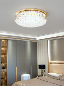 轻奢水晶卧室灯吸顶灯现代法式房间温馨欧式圆形金色主卧室灯777