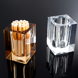 包邮水晶玻璃烟盒烟筒烟架创意欧式水晶烟罐烟蛊酒店用品家居摆件