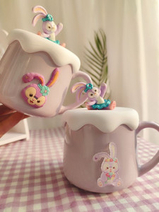 迪士尼星黛露带把马克杯陶瓷牛奶茶带盖可爱儿童女生节日礼物兔兔